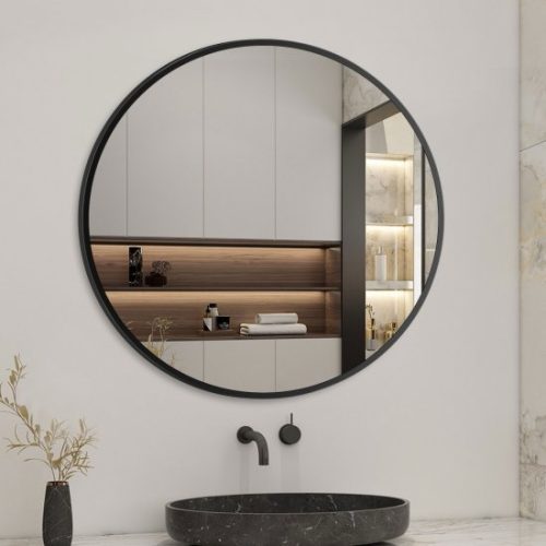 MIROIR ROND NOIR