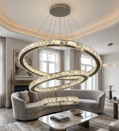LUSTRE 3 CERCLES CRISTAL REVISE